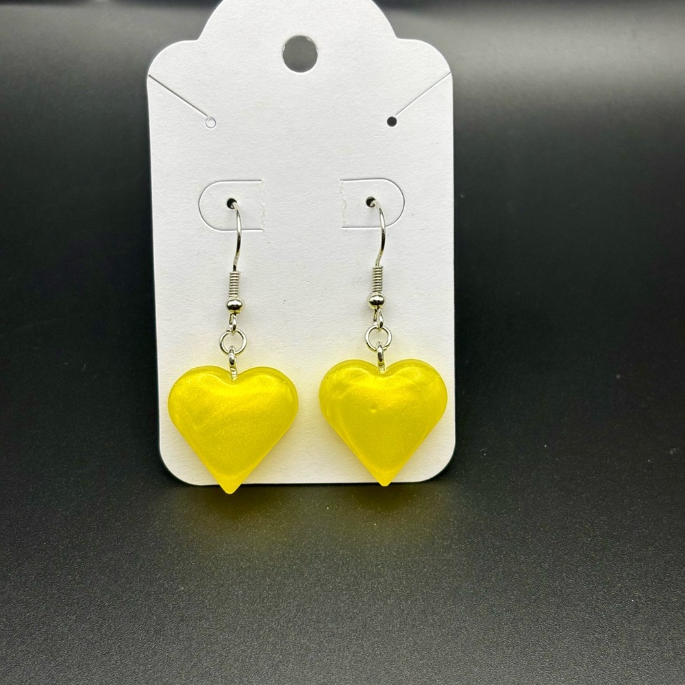 Yellow Heart Earrings- HANDMADE